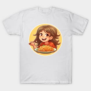 Cute Girl Eating Spaghetti T-Shirt